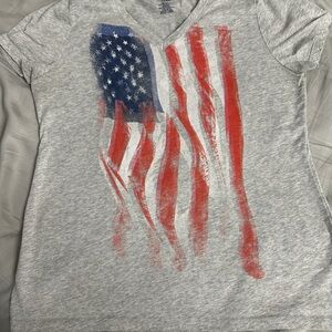Gray American Flag Short Sleeve Tee